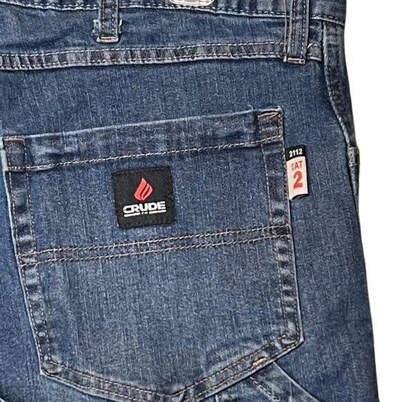 Crude FR Jeans Mens 36x30 Blue Denim Genesis Flame Resistant Work CAT 2 ATPV 13 - Picture 9 of 11